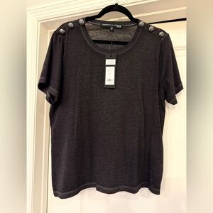 Veronica Beard Charcoal Short Sleeve Top